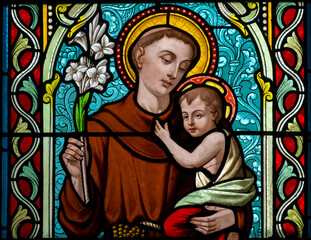Saint Anthony of Padua holding baby Jesus Christ