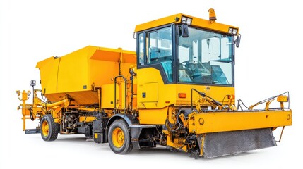 Fototapeta premium Powerful Yellow Snow Removal Vehicle A Robust Industrial Machine For Winter Road Maintenance