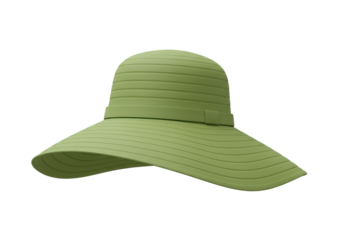 Isolated Elegant Green Wide-Brimmed Sun Hat for Summer Protection