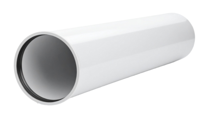 White industrial pipe creating visual flow on transparent background
