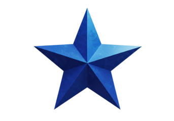 Isolated 3D Blue Textured Five-Pointed Star Symbol of Success