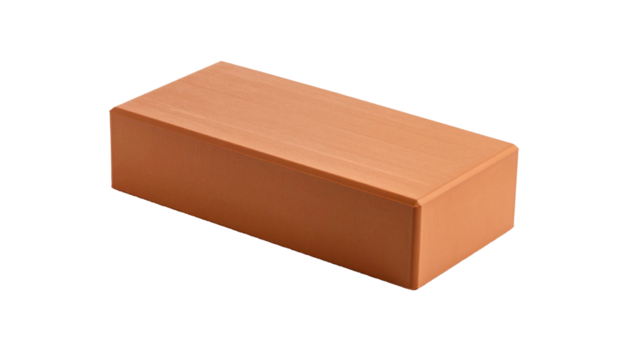 Single orange brick floating on transparent background