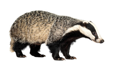 Naklejka premium European badger walking on transparent background