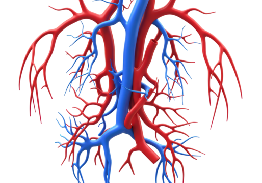 Isolated 3D Medical Diagram of Arteries and Veins in the Circulatory System