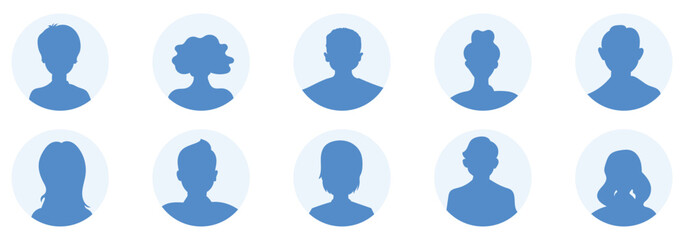 User people silhouette. Black silhouette people avatar. User people icons .Simple Gray Avatar Icons Representing Male And Female Profiles.