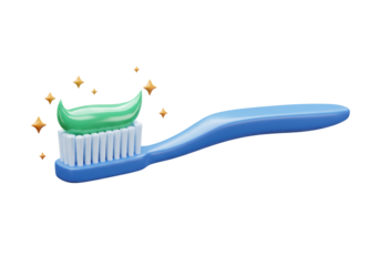 Isolated 3D Blue Toothbrush with Sparkling Green Mint Toothpaste
