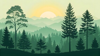 Fototapeta premium Beautiful pine forest mountain landscape view high resolution picture