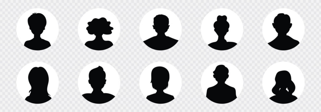 Men and women avatars set. Male and female silhouettes abstract people. User profiles badges. Unknown or anonymous persons. Vector illustration