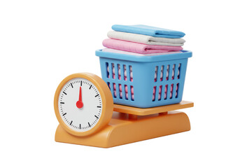 Isolated 3D Concept of Weighing Laundry for Service or Pricing