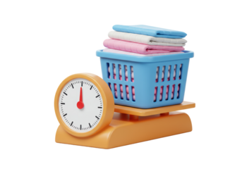 Isolated 3D Concept of Weighing Laundry for Service or Pricing