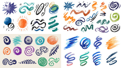 Obraz premium Vivid watercolor swirls, waves, and brush strokes in blue, orange, and green tones. Artistic hand-painted textures for design, decoration, craft, and creative backgrounds.