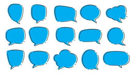 Quote box frame set, Yellow speech bubbles isolated vector set. Chat bubble in yellow, Speech bubble sign and symbol, Quote box icon. Vector illustration