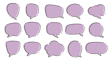 Quote box frame set, Yellow speech bubbles isolated vector set. Chat bubble in yellow, Speech bubble sign and symbol, Quote box icon. Vector illustration