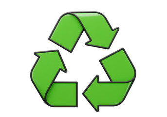 Isolated 3D Render of a Green Recycling Symbol, Environmental Conservation Icon