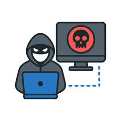 hacker attack on pc flat icon color vector on white background
Vector color flat icon on white background