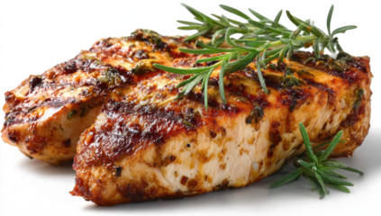 Grilled chicken breast isolated on white background 
