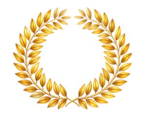 Classic Golden Laurel Wreath Border on Transparent Background leaves foliage isolated on a transparent background
