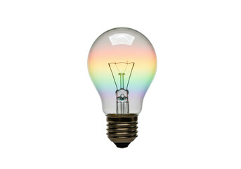 Isolated Classic Light Bulb with Rainbow Colors, Representing Innovation and Diverse Ideas