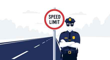 Enforcement And Speed Limit Road Safety Illustration For Awareness Campaigns