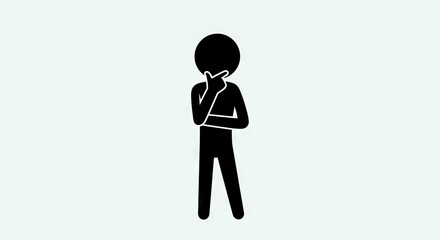 Simple stick figure person pondering