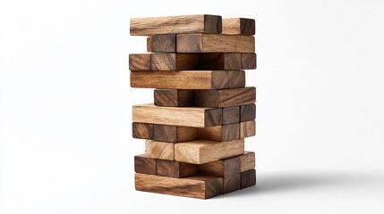 Jenga Giant Isolated on White Background for Professional Use