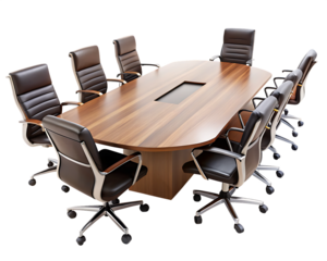 Executive Conference Room With Oval Table and Leather Chairs meeting room boardroom isolated on a transparent background