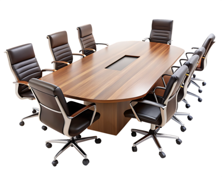 Executive Conference Room With Oval Table and Leather Chairs meeting room boardroom isolated on a transparent background - Powered by Adobe