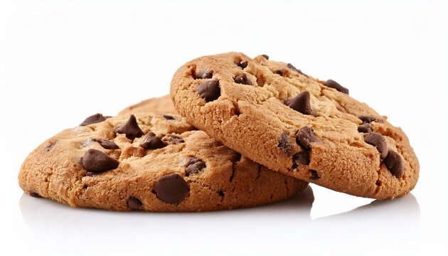 chocolate chip cookies isolated on white background