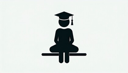 Stylized seated graduate icon