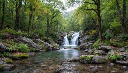 Fototapeta premium Waterfall cascading into a tranquil pool (1)