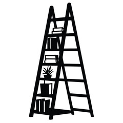 Rustic Ladder Shelf Wooden Leaning Ladder Design