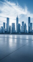 Obraz premium Asphalt road square with modern city buildings scenery in Shenzhen, China. Outdoor city background.