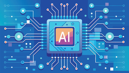 Futuristic AI Chip Technology with Circuit Board Design Illustration