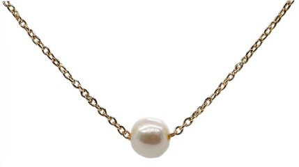 Elegant Single Pearl Necklace On A Delicate Gold Chain Minimalist Jewelry For Women