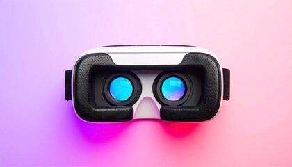 Virtual reality headset on gradient background