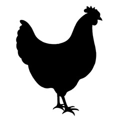 Black Silhouette Hen: Simple, Elegant Farm Animal Vector Graphic