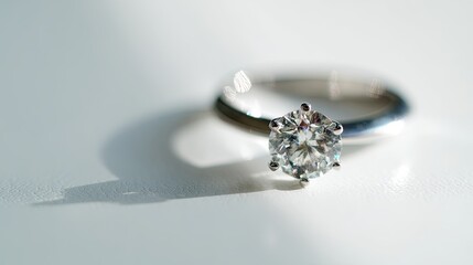 Elegant Solitaire Diamond Ring Close Up Photography