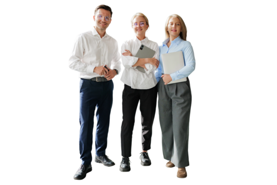 Team of business people professionals showcasing modern attire and teamwork