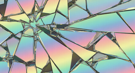 Fototapeta premium Abstract background with broken glass and holographic gradient. Ideal for creative, futuristic and fashion projects.