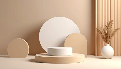 Minimalist beige product display