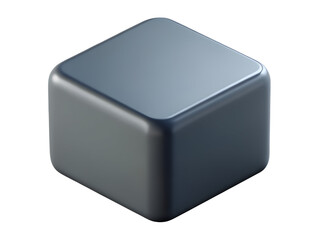 Fototapeta premium 3d illustration of a single dark gray cube with rounded edges, isolated on a transparent background, representing a simple geometric shape or a 3d rendered object