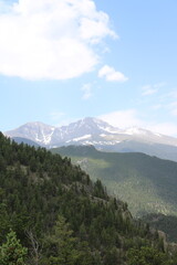 Fototapeta premium Snowy Rocky Mountain Landscape with Clouds