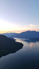 Fototapeta premium Serene lake vista at dawn