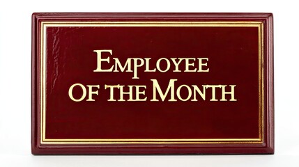 Employee Recognition Award Plaque A Burgundy Rectangular Plaque With A Gold Frame And Elegant Lettering On A White Background
