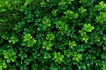 Obraz premium Lush green expanse of clover leaves thriving under the warm sunlight in a serene outdoor setting