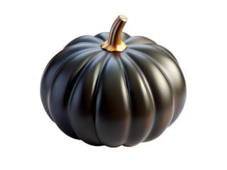 3d illustration of black pumpkin isolated on transparent background