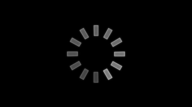 Neon white color circle loading and buffering icon animation. Neon loading circle upload or download animation Waiting symbol. Neon light trail circle animation on black background. 4k video