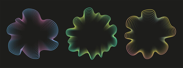 Neon sound wave in circular form. Vector equalizer spectrum for music visualization, voice signals, and radar graphics
