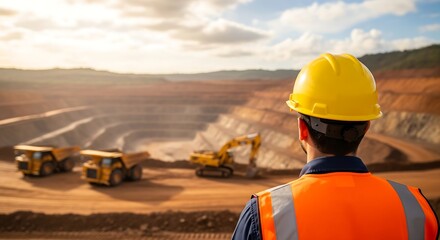 Supervisor inspects active open-pit mine operations