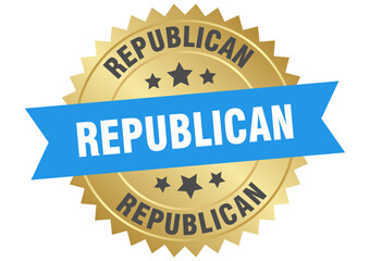 republican. republican round blue and gold label isolated on transparent background